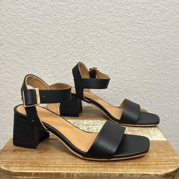 Nisolo Stella Go To Block Heel Black Leather Sandals Size 6 - Picture 2 of 10